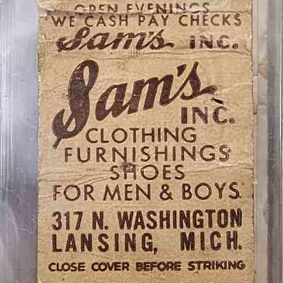 Sam's Inc. Clothing, Lansing, Mich., Matchbook