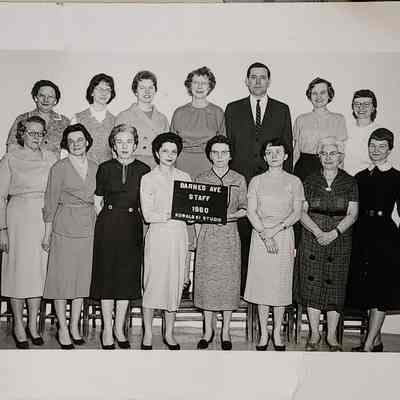 Barnes Ave. School Staff, 1960, RPPC by Kowalski