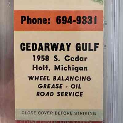 Cedarway Gulf, Holt, Mich., Matchbook