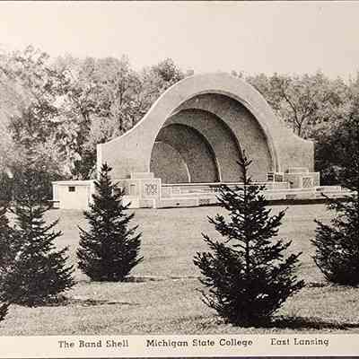 Band Shell, Michigan State College, Postcard
