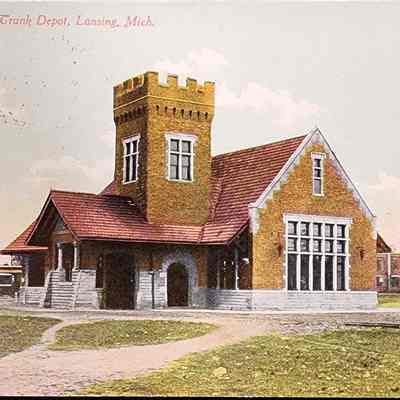 Grand Trunk Depot, Lansing, Mich. Postcard