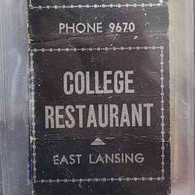College Restaurant, East Lansing, Matchbook
