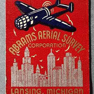 Abrams Aerial Survey Corp., Lansing, Matchbook Cover