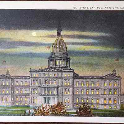 State Capitol at Night, Lansing, Mich. Postcard