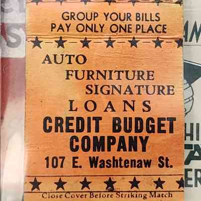 Credit Budget Company, Lansing, Matchbook