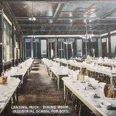 Dining Room, Industrial School for Boys, Lansing, Mich., Postcard