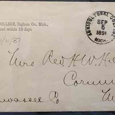 Agricultural College, Mich., 1891, Postal Cover