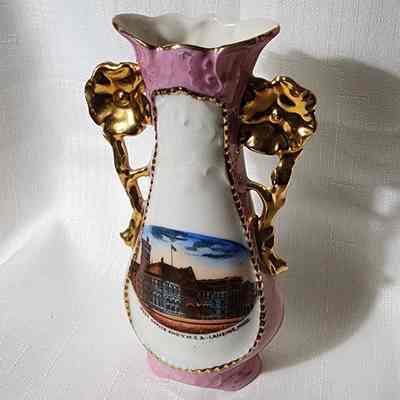 Post Office and YMCA, Lansing, Porcelain Souvenir Vase