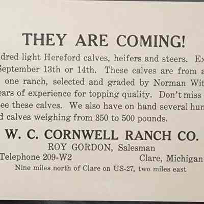 W.C. Cornwell Ranch Co. Advertising Postcard