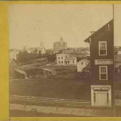 Lansing Aerial Looking North Stereograph by Engelhart