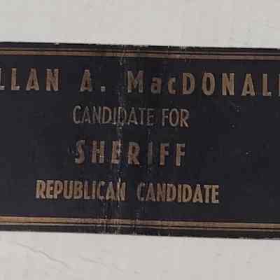 Allan A. MacDonald Sheriff Matchbook
