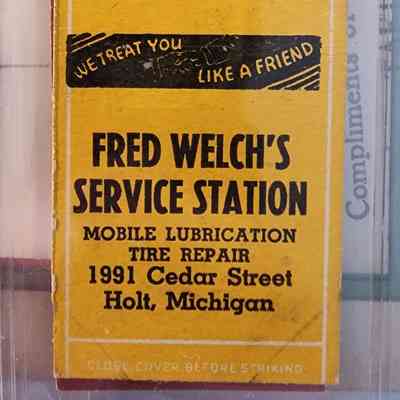 Fred Welch's Service Station, Holt, Mich., Matchbook