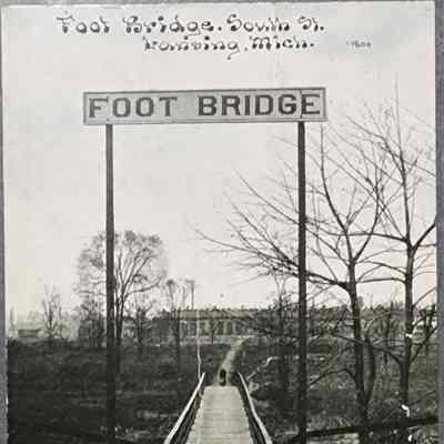 Foot Bridge, South St., Lansing, Mich. Postcard