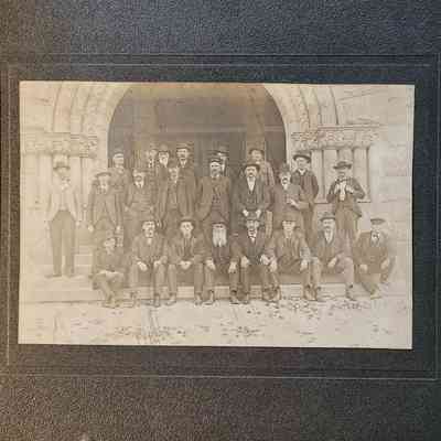 Group of Men on Lansing City Hall Steps Card Photo