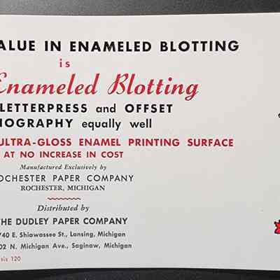 Dudley Paper Co. Enameled Blotting Advertising Blotter