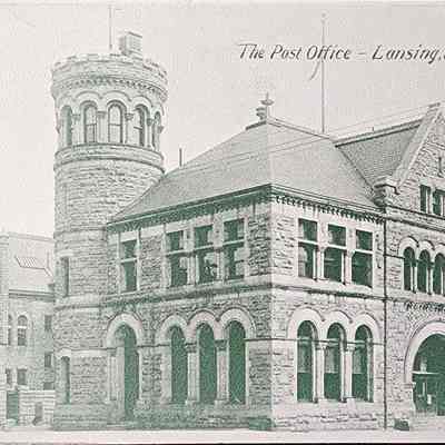 Post Office, Lansing, Mich. Postcard