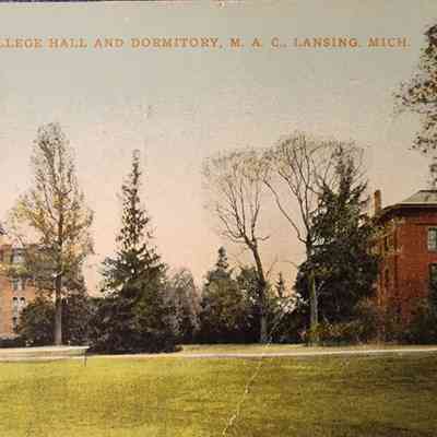 M.A.C. College Hall and Dormitory, M.A.C., Lansing, Mich., Postcard