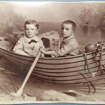 Portrait of Two Boys in Boat Cabinet Card by Scotford