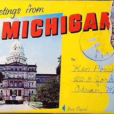 Greetings from Michigan Souvenir Folder Postcard