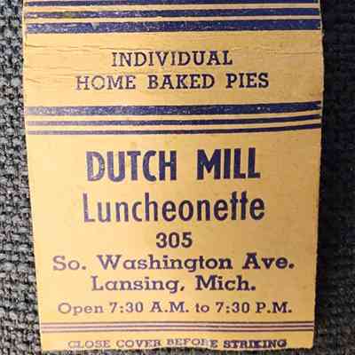Dutch Mill Luncheonette, Lansing, Mich., Matchbook