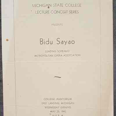 MSC Lecture-Concert Series Program, Bidu Sayao, 1945
