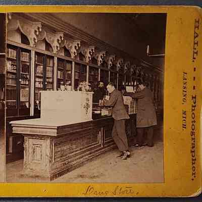 Drug Store, Lansing, Stereograph by Hall