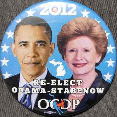 Re-Elect Obama-Stabenow OCDP Button