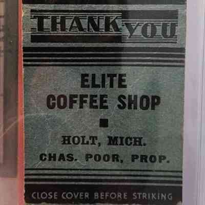 Elite Coffee Shop, Holt, Mich., Matchbook