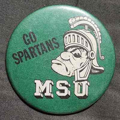 Go Spartans MSU Gruff Sparty Button