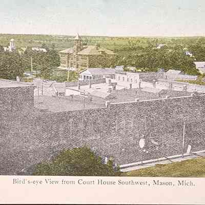 Bird's-eye View from Court House Southwest, Mason, Mich. Postcard