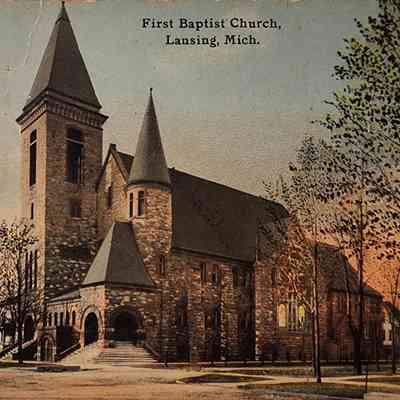 First Baptist Church, Lansing, Mich., Postcard