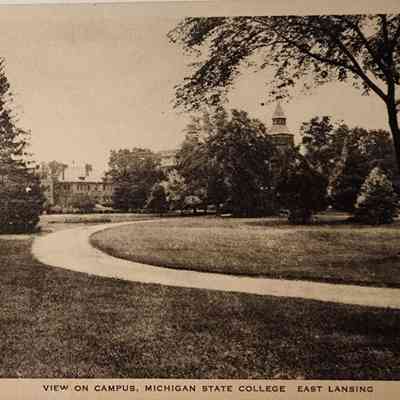 View on Campus, Michigan State College, East Lansing, Postmark