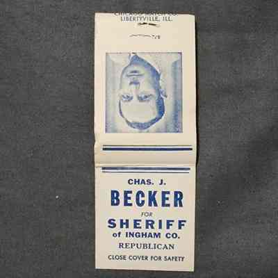 Chas. J. Becker for Sheriff of Ingham Co. Matchbook