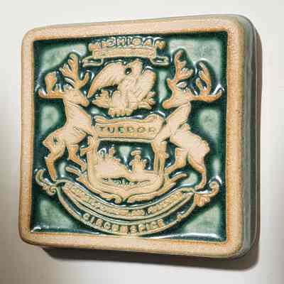 Michigan Coat of Arms Pewabic Tile