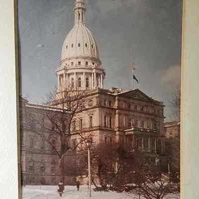 State Capitol Winter View Matted Photograph by Martha Shintum