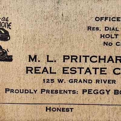 M.L. Pritchard Real Estate Co., Holt, Mich., Business Card