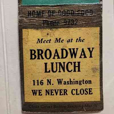 Broadway Lunch, Lansing, Matchbook