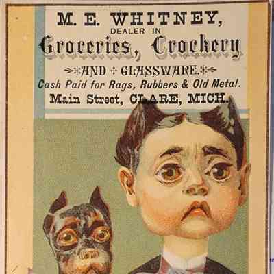 M.E. Whitney, Clare, Mich., Trade Card