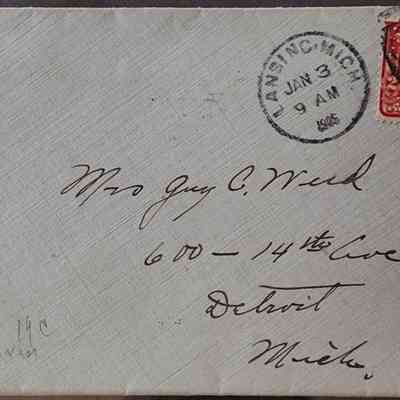 Lansing, Mich., Time Postmark, 1905, Postal Cover