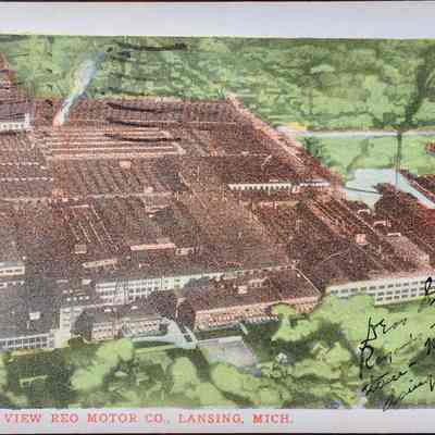 Aeroplane View REO Motor Co., Lansing, Mich. Postcard
