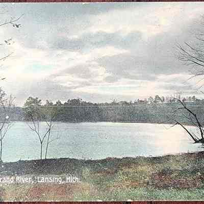 Moonlight on Grand River, Lansing, Mich. Postcard