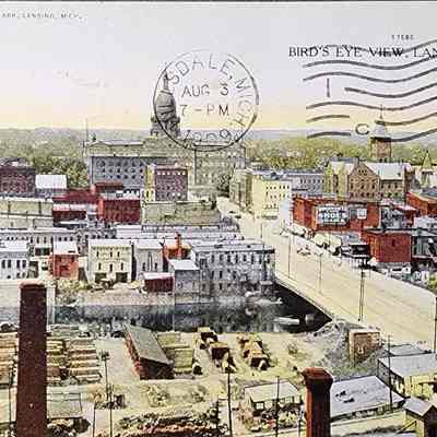 Bird's Eye View, Lansing, Mich. Postcard