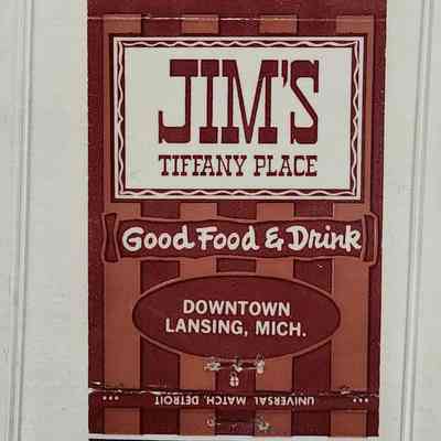 Jim's Tiffany Place, Lansing, Mich., Matchbook