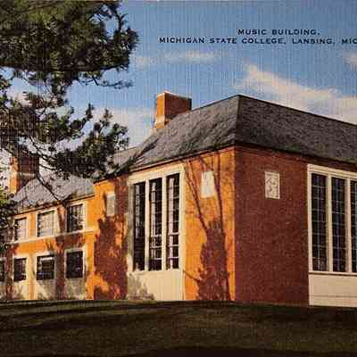 Music Building, Michigan State College, Lansing, Mich., Postcard