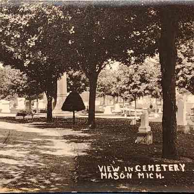 View in Cemetery, Mason, Mich. RPPC