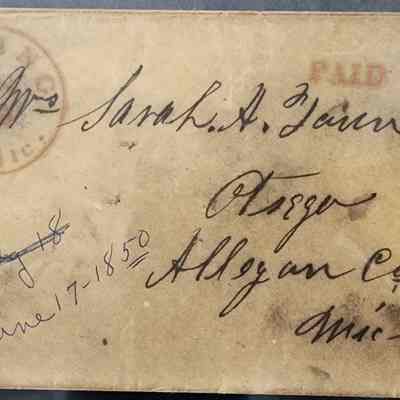 Lansing, Mich. 1850 Postal Cover