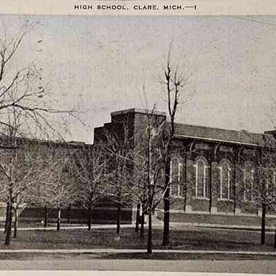 High School, Clare, Mich., Postcard