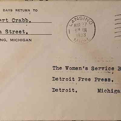 Lansing, Mich., 1933, Postal Cover