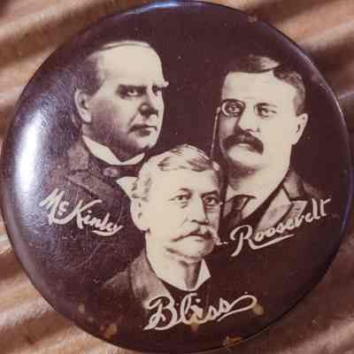 McKinley-Roosevelt-Bliss Trigate Coattail Button