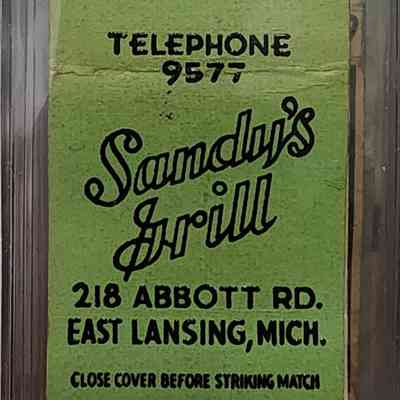 Sandy's Grill, East Lansing, Mich., Matchbook